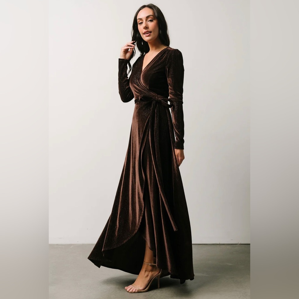 Baltic Born Chocolate Serena Shimmer Velvet Wrap Dress